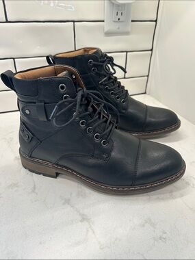 Portland Boot Company Men's Black Lace-Up Leather Combat Casual Boots Size 7.5